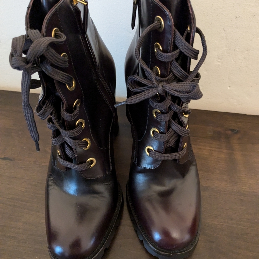 Prada - burgundy leather boots - Picture 2 of 8